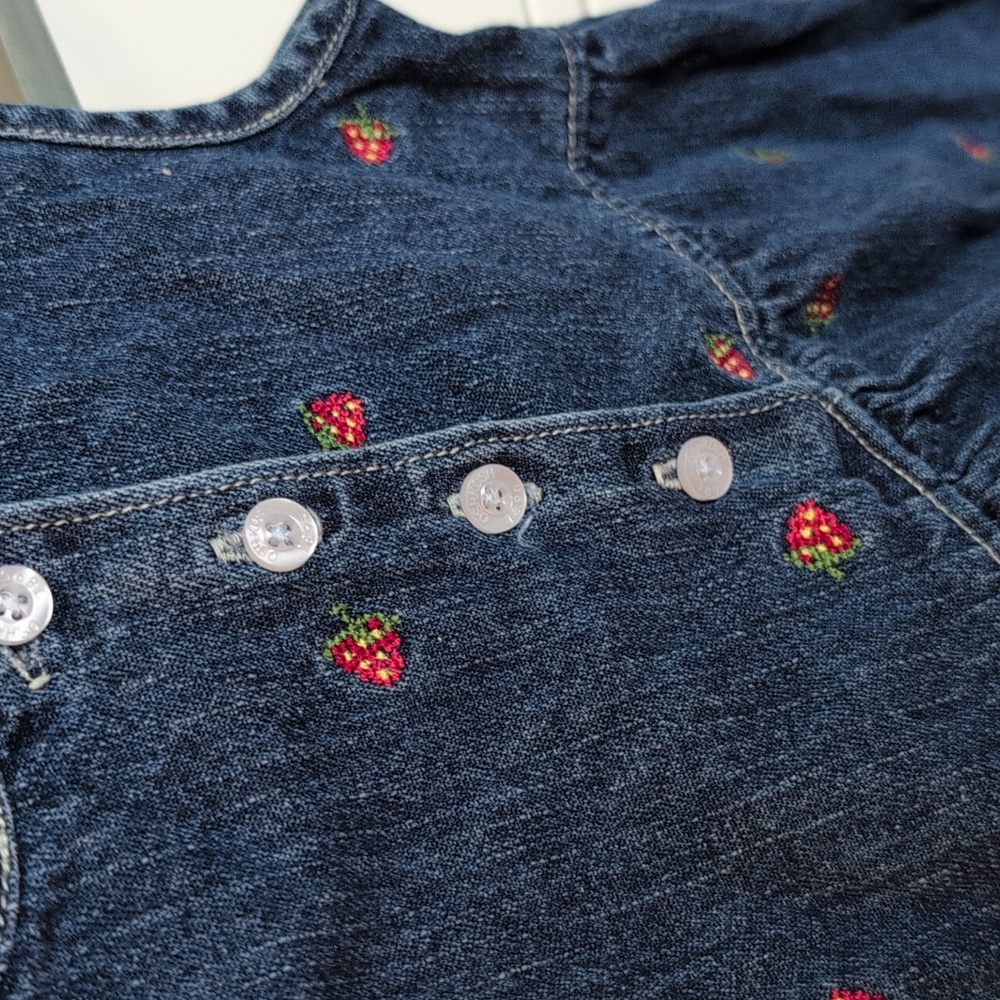 Y2k Strawberry OshKosh B'gosh Dress, Denim 18m - Picture 5 of 7